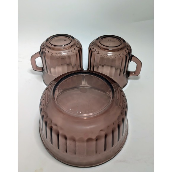 Vintage Mexico Cranberry Amethyst Glass Bowl Cups Blush Purple - Picture 6 of 6